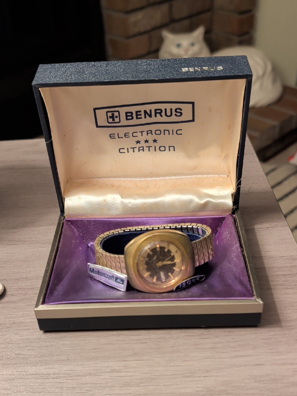 Vintage 1960's Benrus Electronic Citation Gold-Tone Men's Watch in Original Box